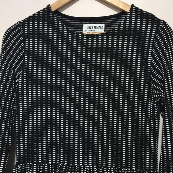 JUST Female TRAIN SHOP DRESS long sleeve black white size Small oversized - Picture 5 of 13
